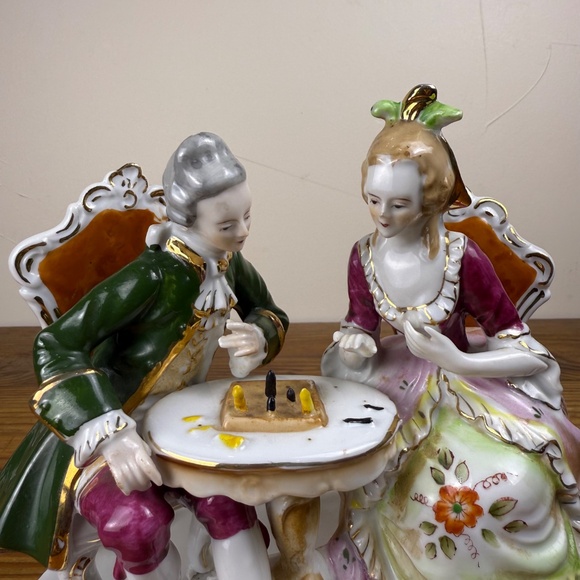 Vintage Dresden-Style Porcelain Figurine | Rococo Couple | Hand Painted - Picture 8 of 16